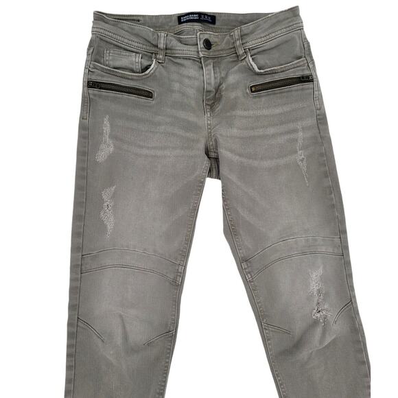 Zara Basic Z1975 Women's Size 4 Moto Style Jeans Gray Ankle Zippers Pockets - Picture 2 of 6